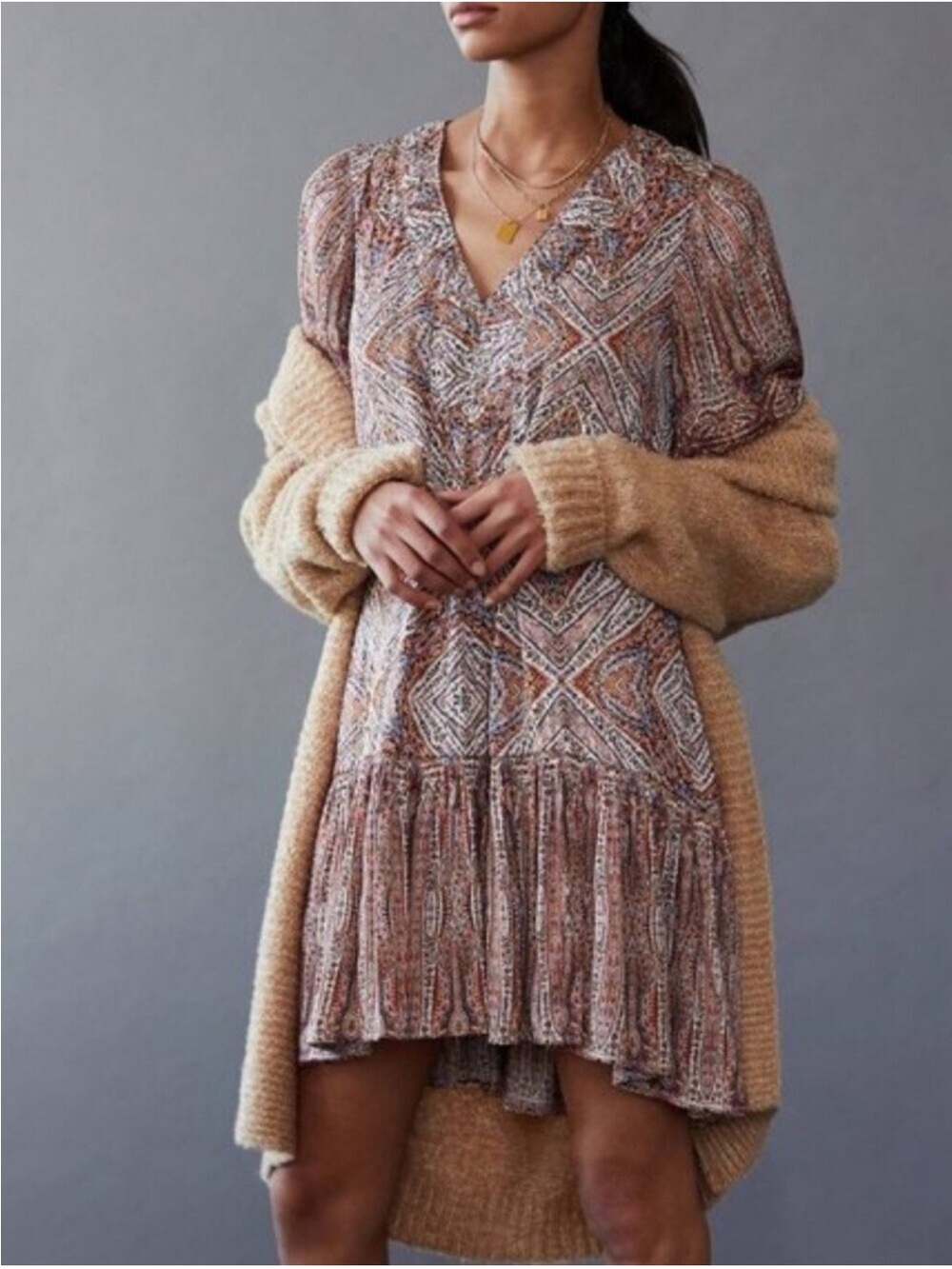 Anthropologie Sabia Flounced Tunic Dress size small